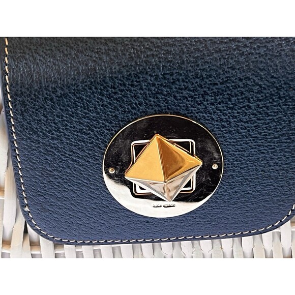 Kate Spade Ivory Navy SANTIAGO ALEK PLANTATION WICKER BAG Handbag - Picture 3 of 16